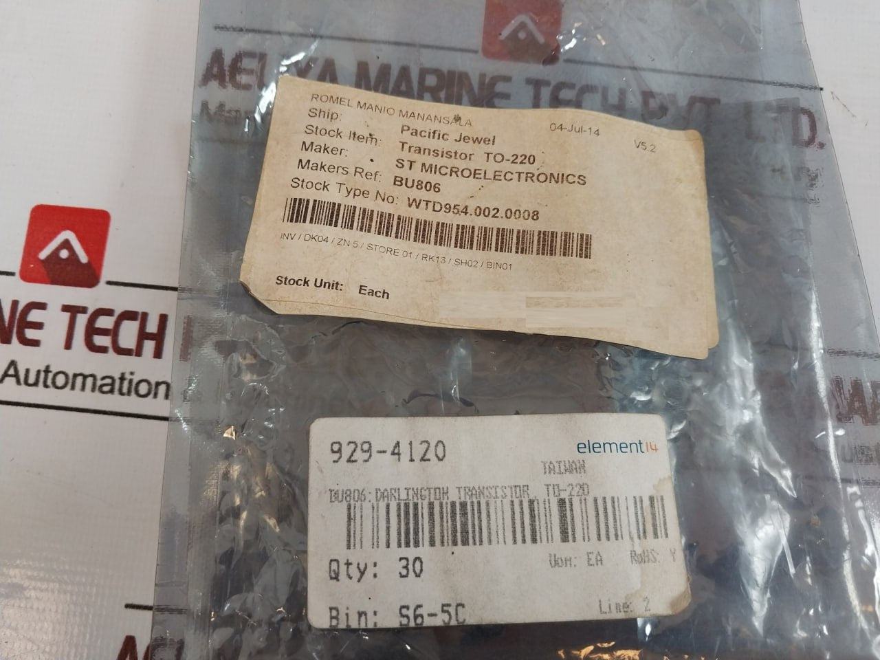 Lot Of 30X Mospec Bu806 Darlington Transistor 929-4120