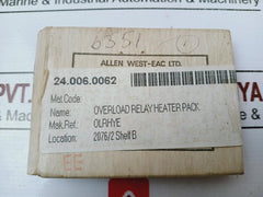 Pack of 3X ALLEN WEST OLRHYE Overload Relay Heater Pack 24.006.0062