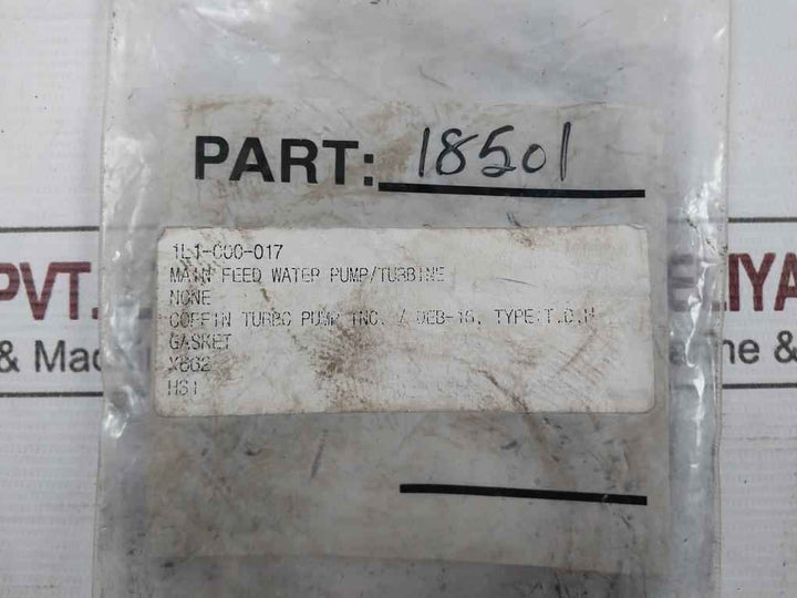 Lot Of 3X Coffin Turbo Pump X662 Gasket For Main Feed Water Pump/Turbine 18501