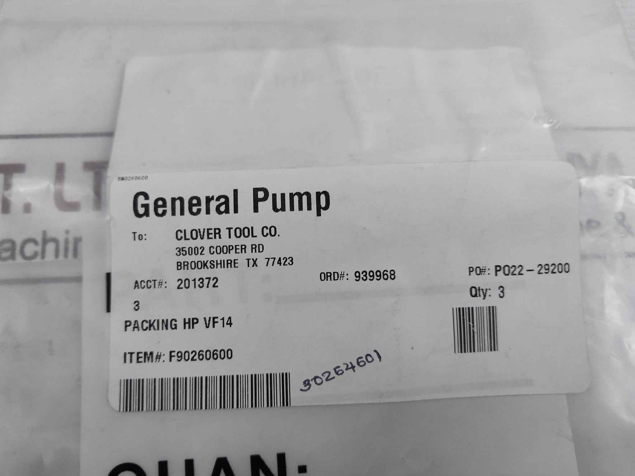 Lot Of 3X General Pump F90260600 Packing Seal Hp Vf14 Interpump 14X24X11.1Mm