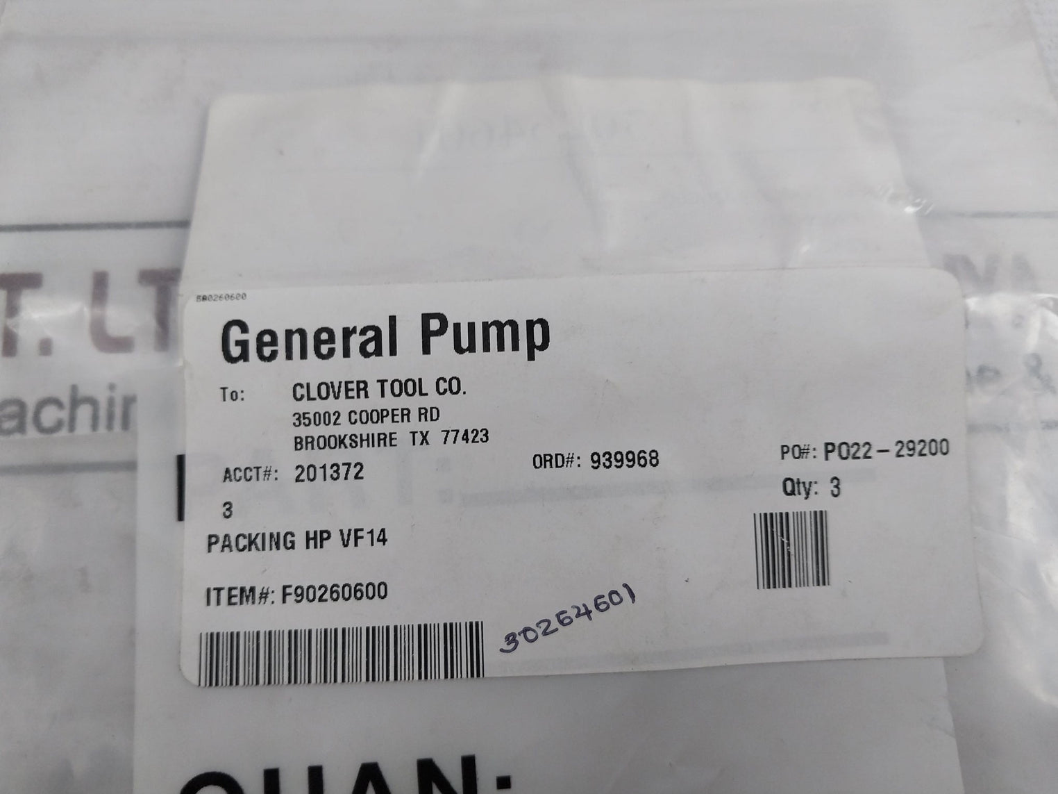 Lot of 3X General Pump F90260600 Packing Seal HP VF14 Interpump 14x24x11.1mm