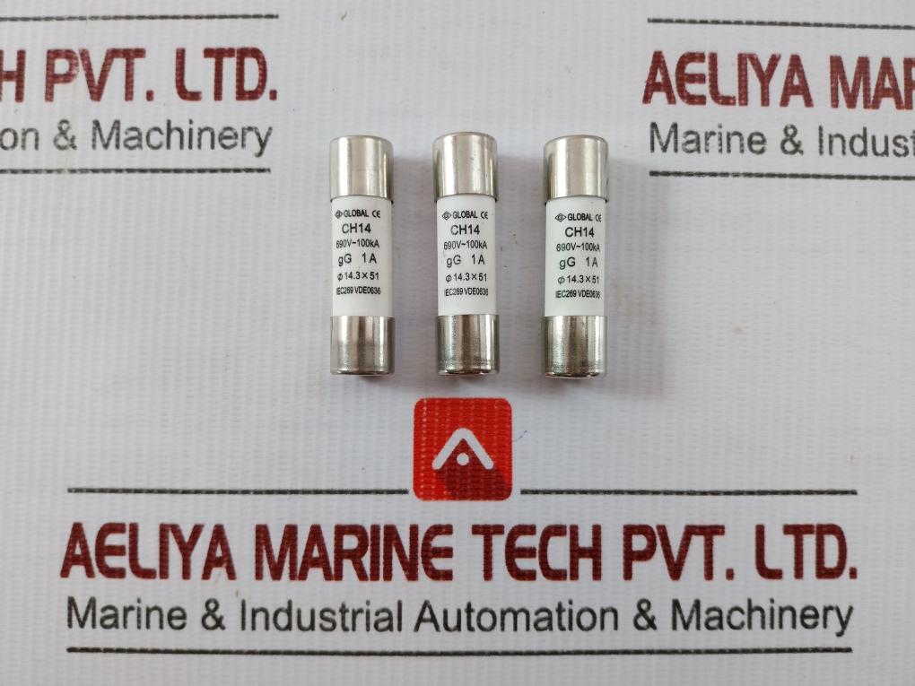 Lot Of 3X Global Cylindrical Ceramic Cartridge Fuse 1A Ch14