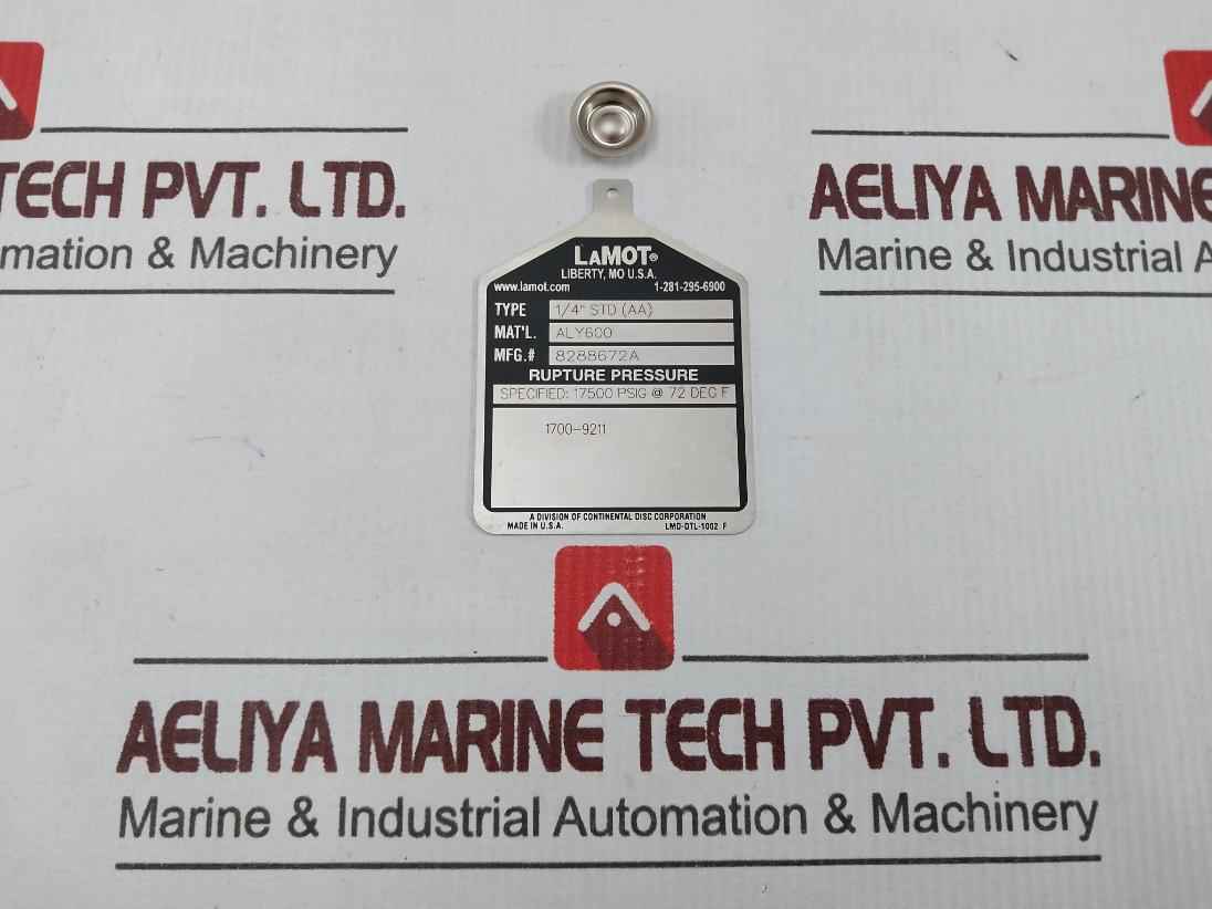Lot Of 3X Lamot 1/4” Std (Aa) Rupture Pressure Lmd-dtl-1002 F