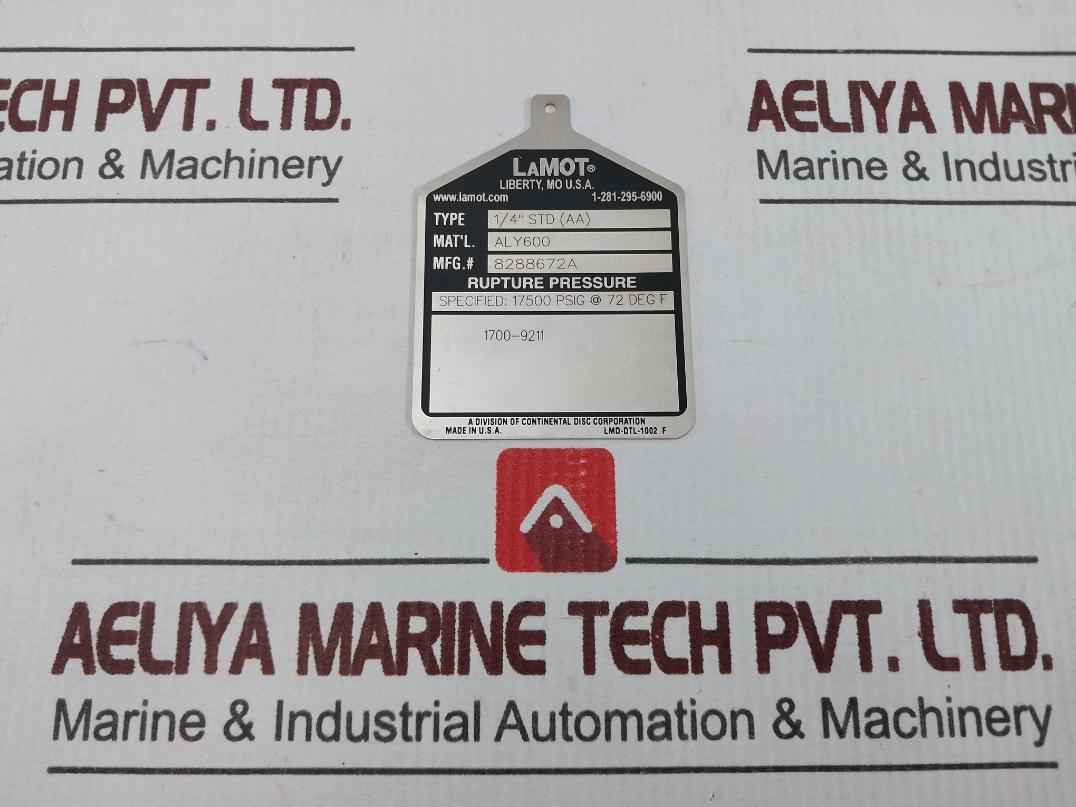 Lot Of 3X Lamot 1/4” Std (Aa) Rupture Pressure Lmd-dtl-1002 F