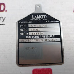 LAMOT CS2160203 1/4" STD (AA) Rupture Disc 20,000 PSI