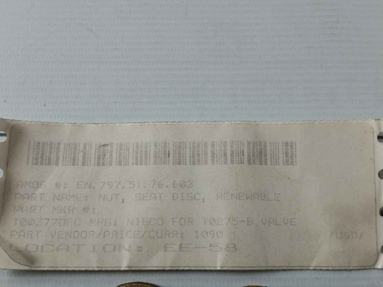 Lot Of 3X Nibco T003770Fc Nut Seat Disc Renewable For T0275-b Valve