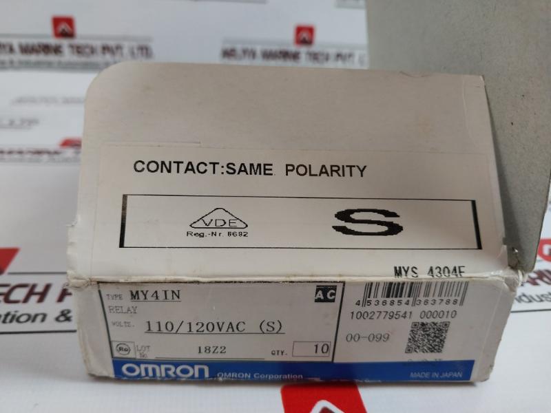 Lot of 3X Omron MY4IN Relay Volts: 110/120vac (S) 18Z2Y1 5A 250VAC/5A 30VDC