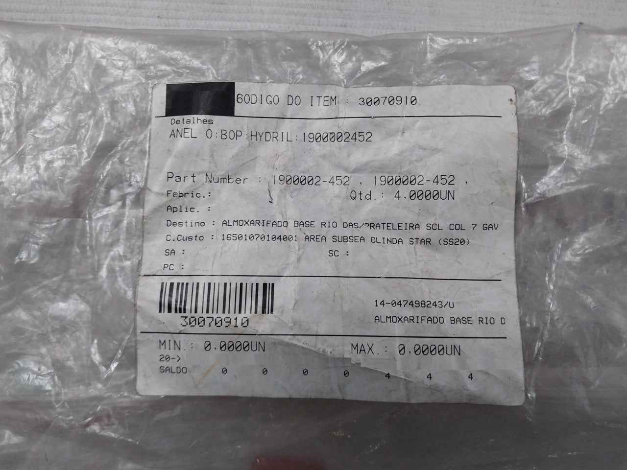 Lot Of 3X Parker N0552 2-452 Anel O Bop O-ring For Spare Part Assy 28-15 Rev F2