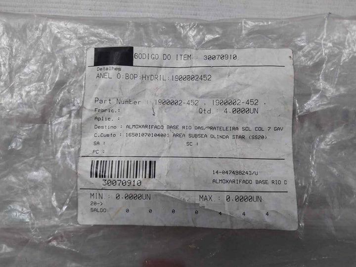 Lot Of 3X Parker N0552 2-452 Anel O Bop O-ring For Spare Part Assy 28-15 Rev F2