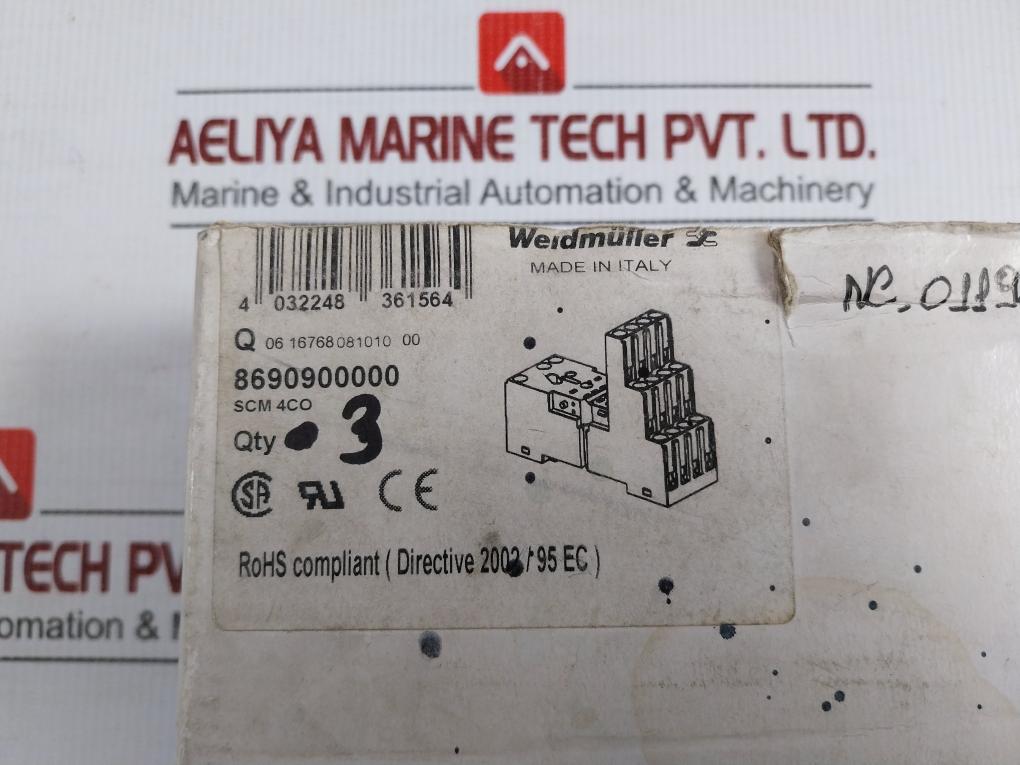 Lot Of 3X Weidmuller 12A 300Vac Scm 4Co Screw Terminal Relay Base 8690900000