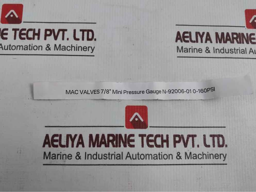 Lot Of 3x Mac Valves N-92006-010-160psi 7/8” Mini Pressure Gauge