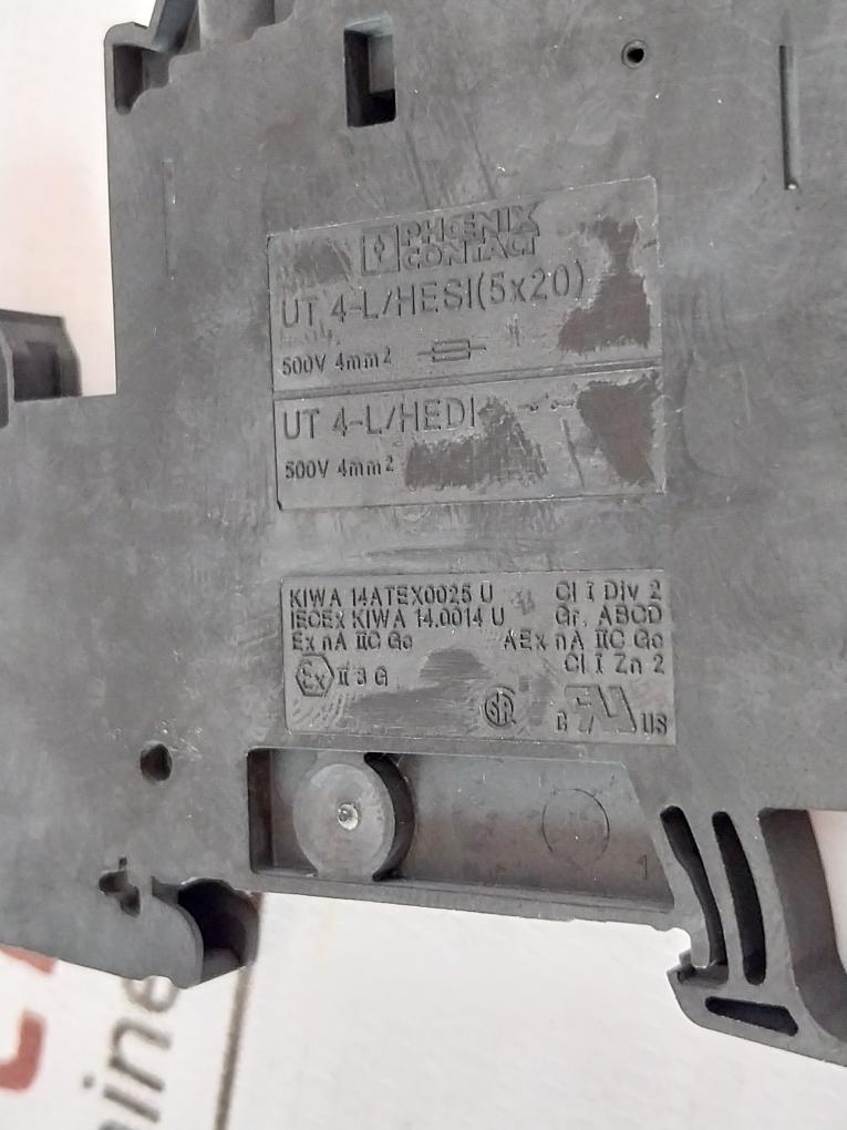 Lot Of 43X Phoenix Contact Ut 4-l/Hesi (5X20) Fuse Modular Terminal Block 500V