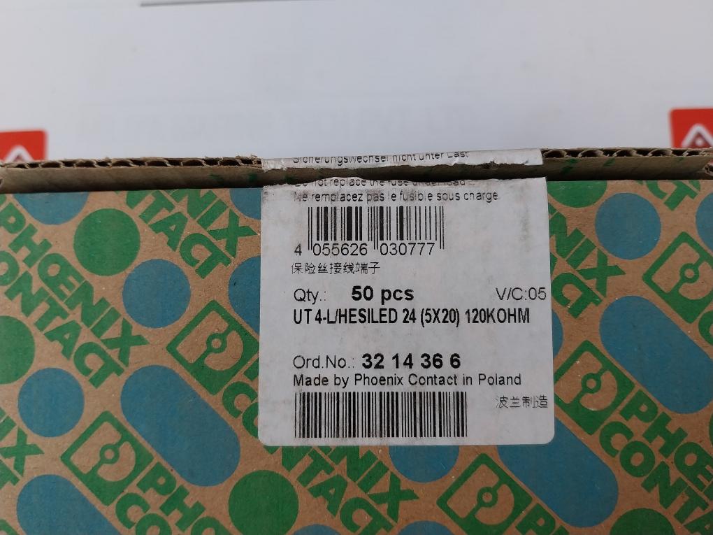 Lot Of 43X Phoenix Contact Ut 4-l/Hesi (5X20) Fuse Modular Terminal Block 500V