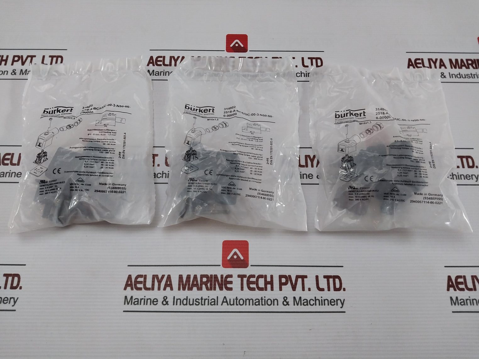 Lot Of 4X Burkert 314802 Cable Plug