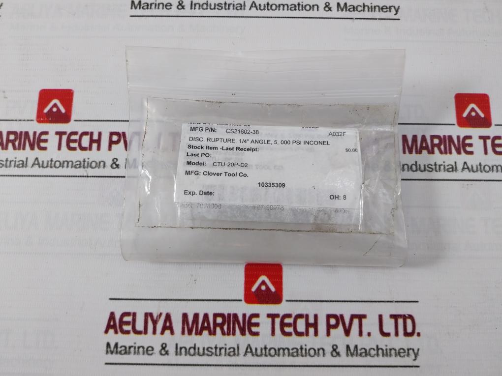 Lot Of 4X Lamot 1/4" Std (Aa) Rupture Pressure Disc Cs21602-38 5000 Psig 72°F