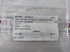 Lot Of 4X Lamot 1/4” Std (Aa) Rupture Pressure Disc Ctu-20P-d2 15000 Psig