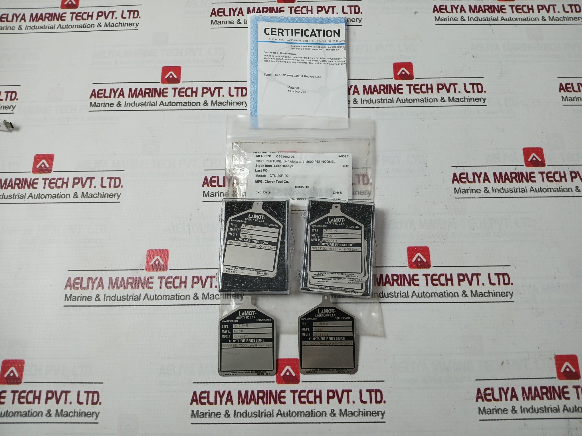 Lot of 4X LAMOT 1/4” STD (AA) Rupture Pressure Disk 1/4" Angle CTU-20P-D2
