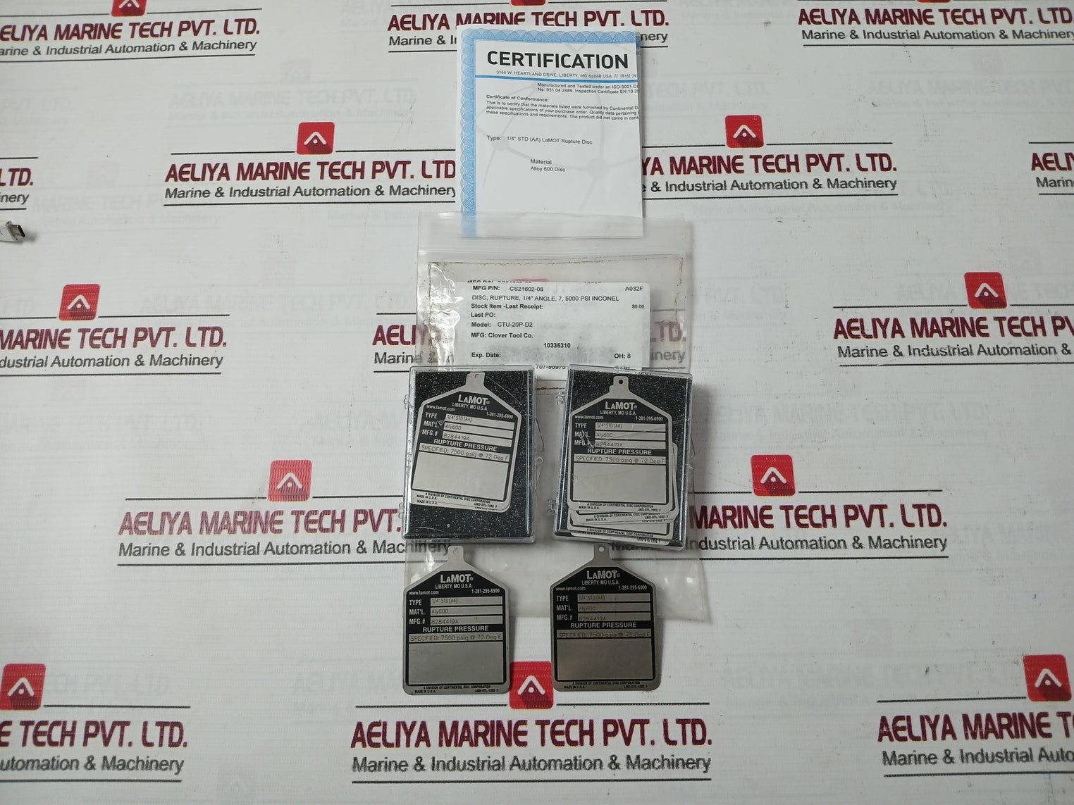 Lot of 4X LAMOT 1/4” STD (AA) Rupture Pressure Disk 1/4