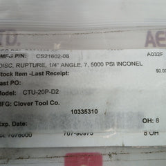 Lot of 4X LAMOT 1/4” STD (AA) Rupture Pressure Disk 1/4" Angle CTU-20P-D2