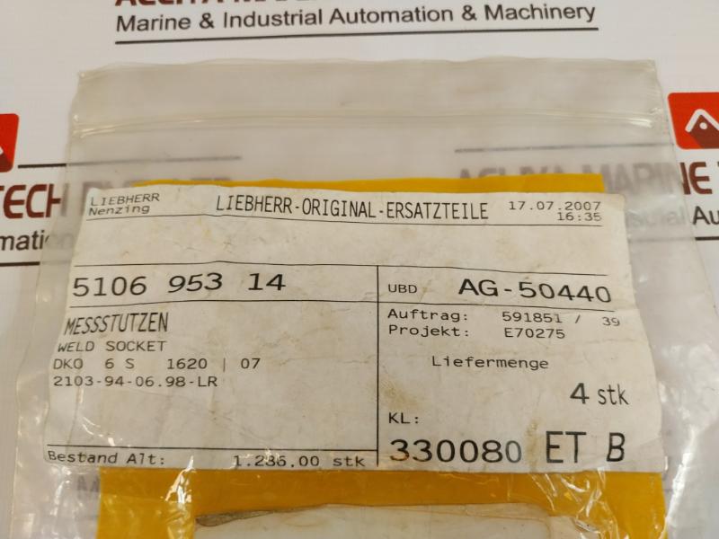 Lot Of 4X Liebherr 510695314 Measuring Sleeves Weld Socket 591851/39