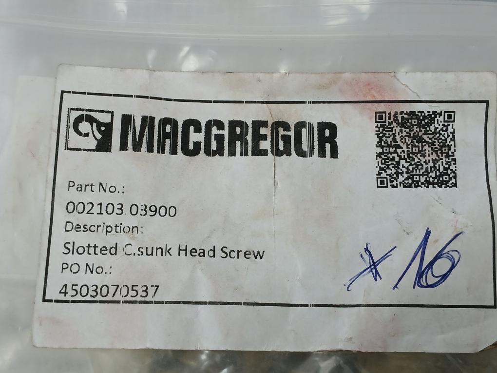 Lot Of 4X Macgregor Slotted C.Sunk Head Screw 002103 03900