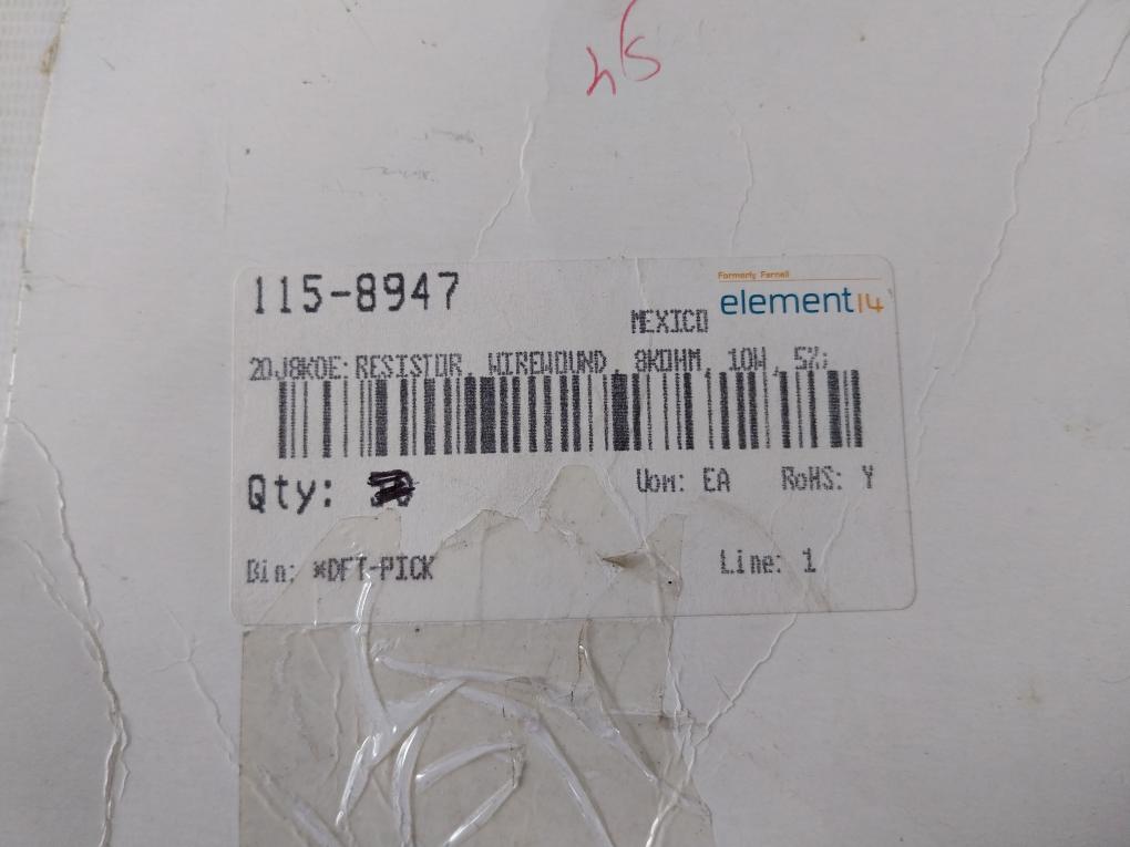 Lot of 4X Ohmite 20J8K0E Wirewound Resistors 1239 MX
