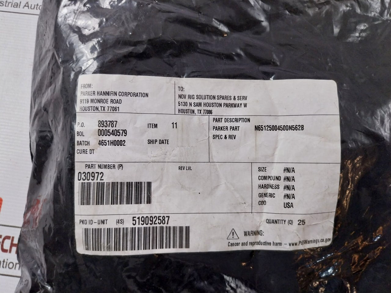 Lot Of 4X Parker 030972 Polypak Seal Ring 519092587