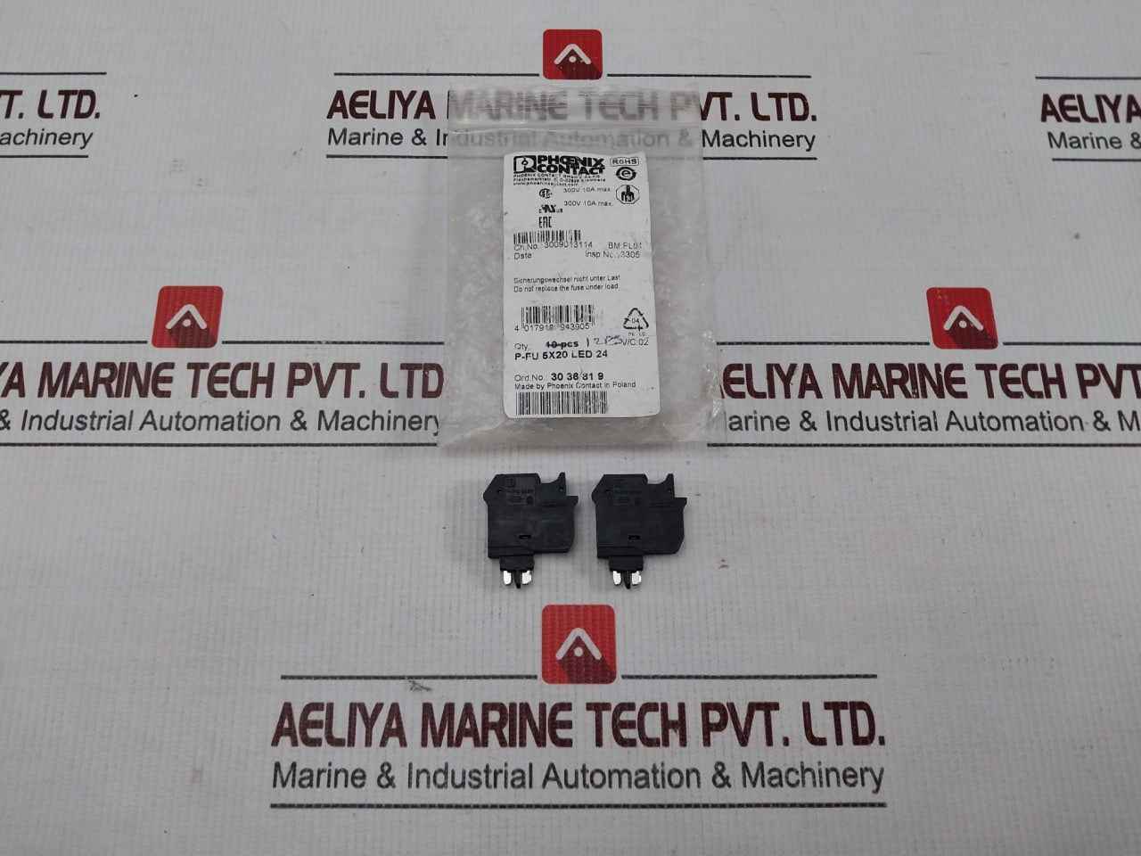 Lot Of 4x Phoenix Contact P-fu 5x20 Led 24 Fuse Plug 300v 10a Max