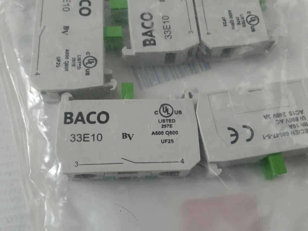 Lot Of 5X Baco 33E10 Contact Block 600V/10A