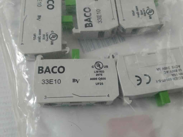 Lot Of 5X Baco 33E10 Contact Block 600V/10A