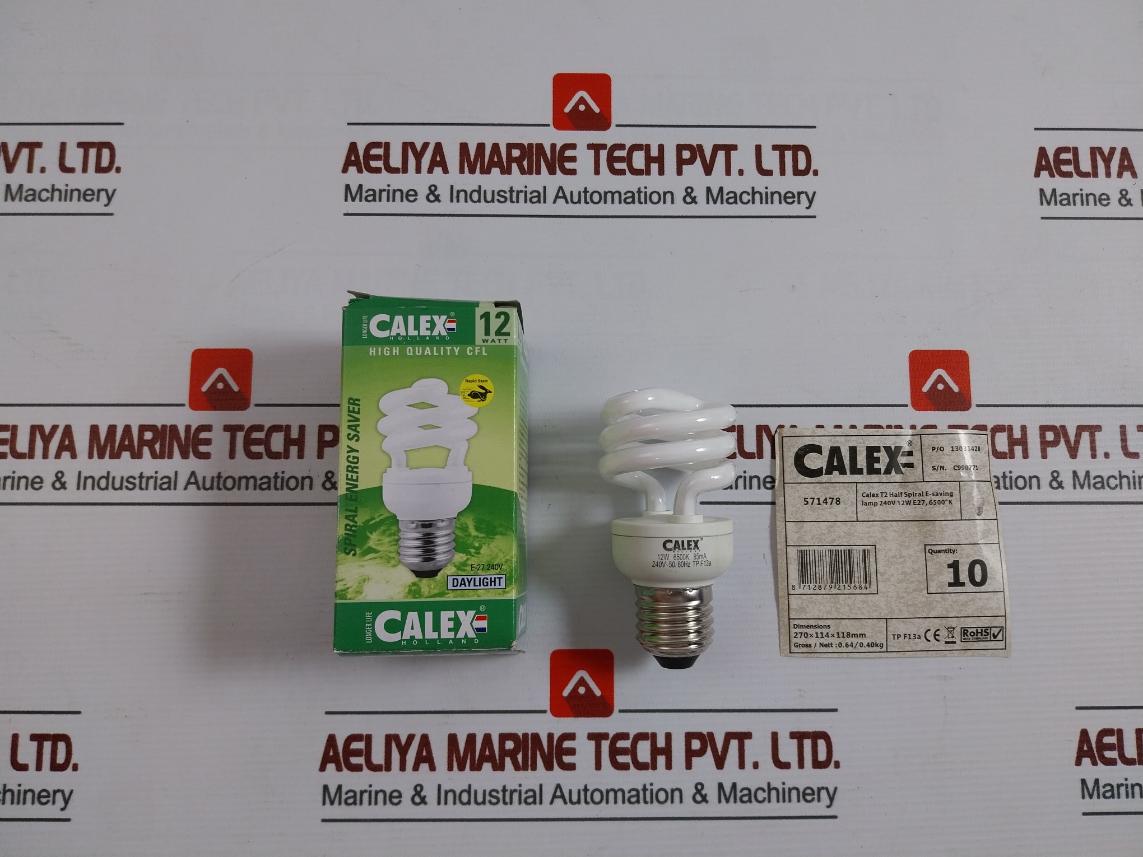 Lot Of 5X Calex 12 Watt Daylight Cfl Spiral Energy Saving Lamp 571478 240V