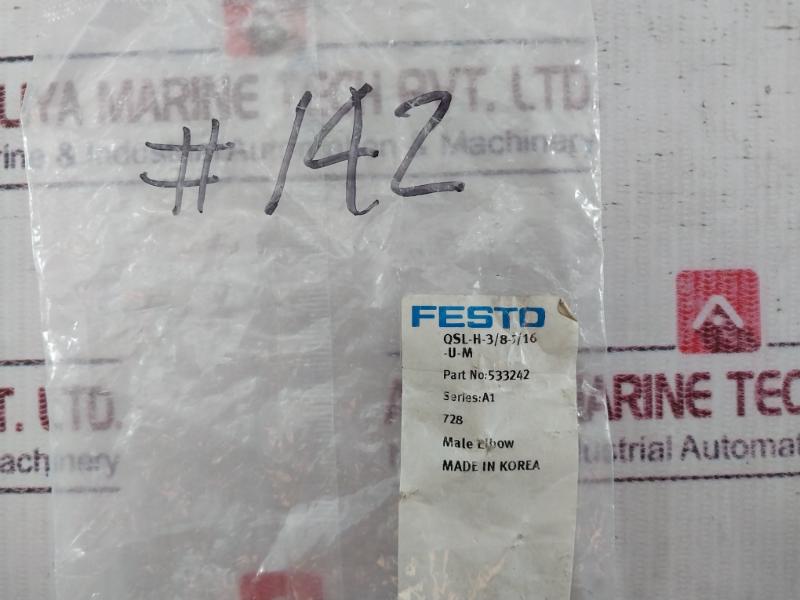 Lot Of 5X Festo Qsl-h-3/8-5/16-u-m 533242 L-shaped Male Elbow