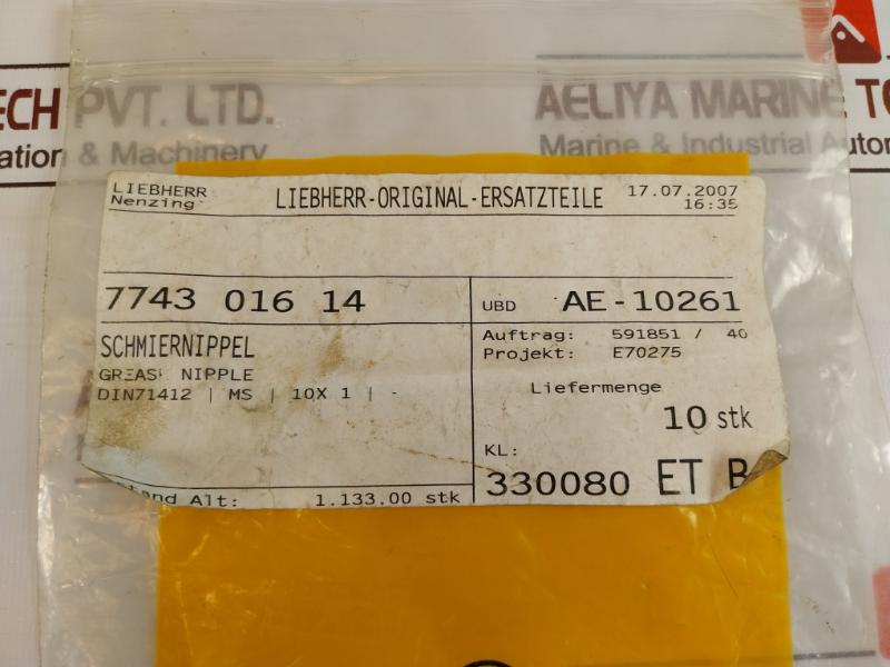 Lot Of 5X Liebherr 774301614 Grease Nipple 5510116155, 591851/40