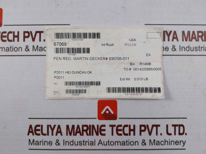 Lot Of 5X Nov 935705-011 Red Ink Pen For Cementing Unit 0.37” Nib 67068