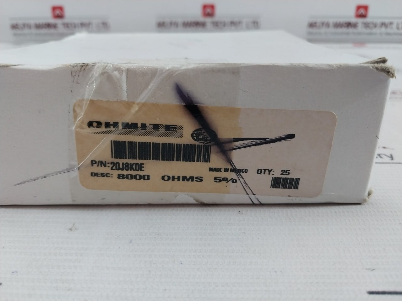 Lot Of 5X Ohmite 20J8K0E Wirewound Resistor 8000 Ω 10W 5%