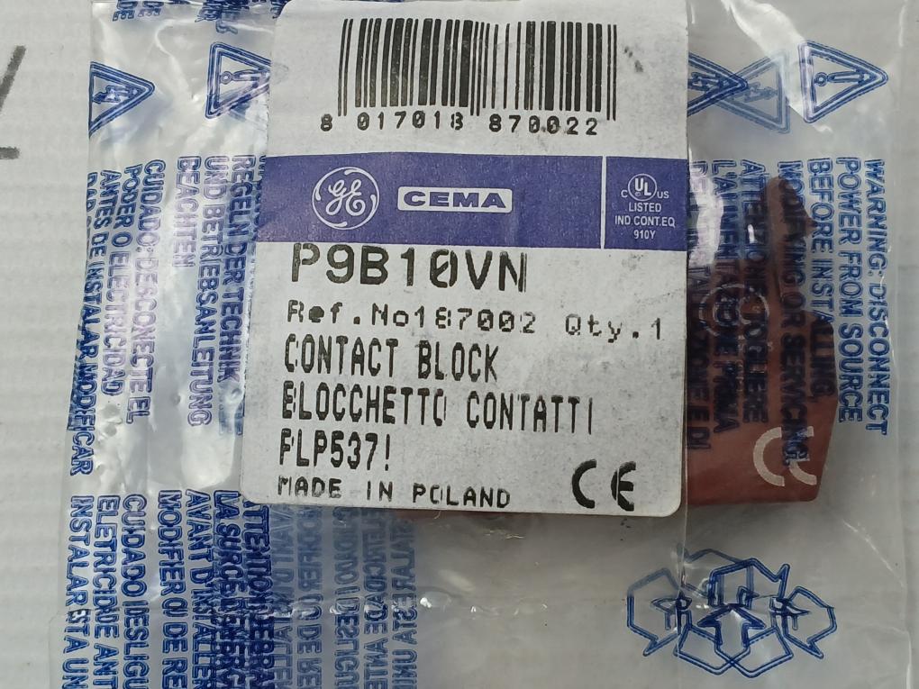 Lot Of 5X P9B10Vn Contact Block General Electric