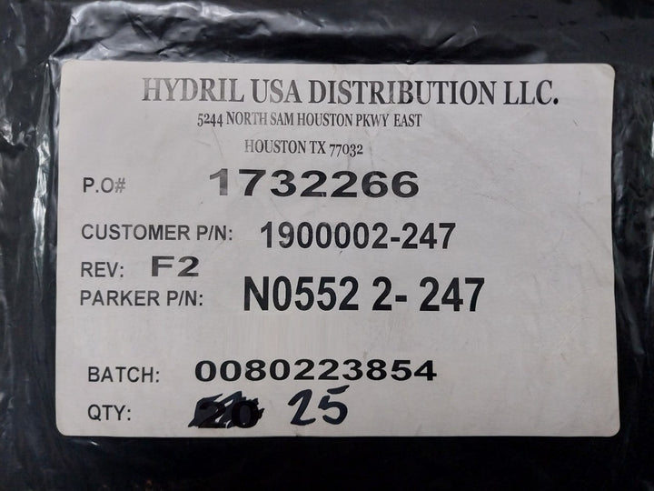 Lot of 5X Parker N0552 2-247 O-Ring GEN-II MUX REV F2