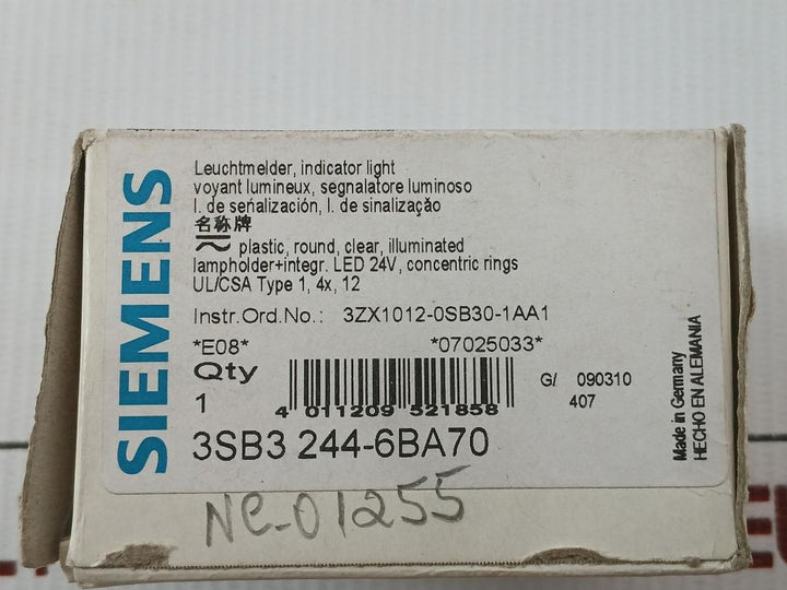 Lot Of 5X Siemens Led Indicator With Lamp Holder 24V Assembly 3Sb3 244-6Ba70
