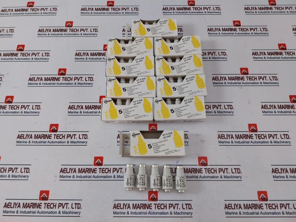 Lot of 5x  Weber 25A 500V Bottle Fuse GL/GG