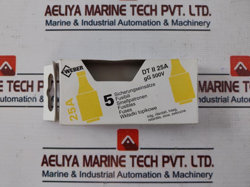 Lot of 5x  Weber 25A 500V Bottle Fuse GL/GG