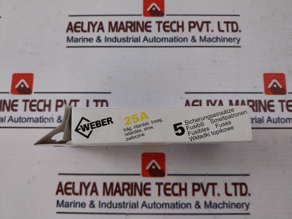 Lot of 5x  Weber 25A 500V Bottle Fuse GL/GG