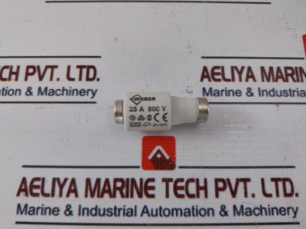 Lot of 5x  Weber 25A 500V Bottle Fuse GL/GG