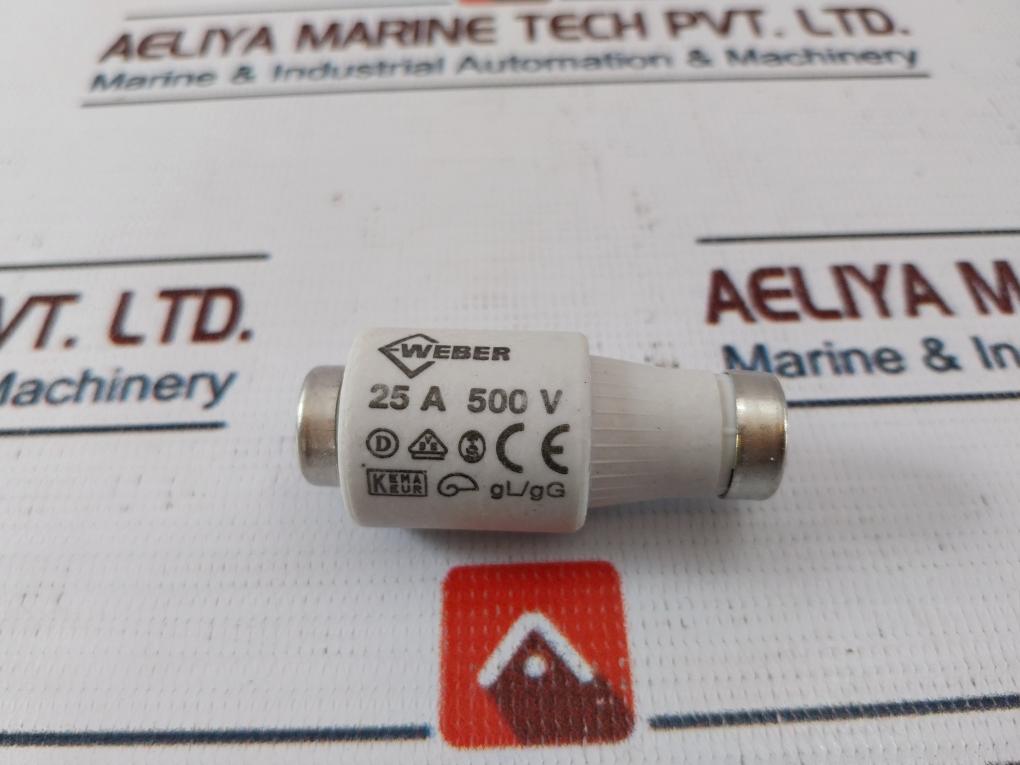 Lot of 5X WEBER 25A 500V Bottle Fuse GL/GG