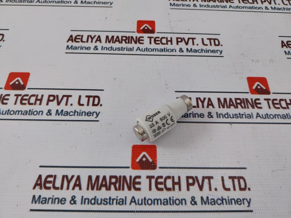 Lot of 5x  Weber 25A 500V Bottle Fuse GL/GG