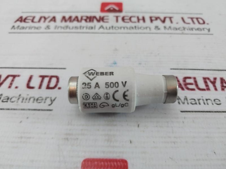 Lot of 5X WEBER 25A Ceramic Fuse 500V GL/GG