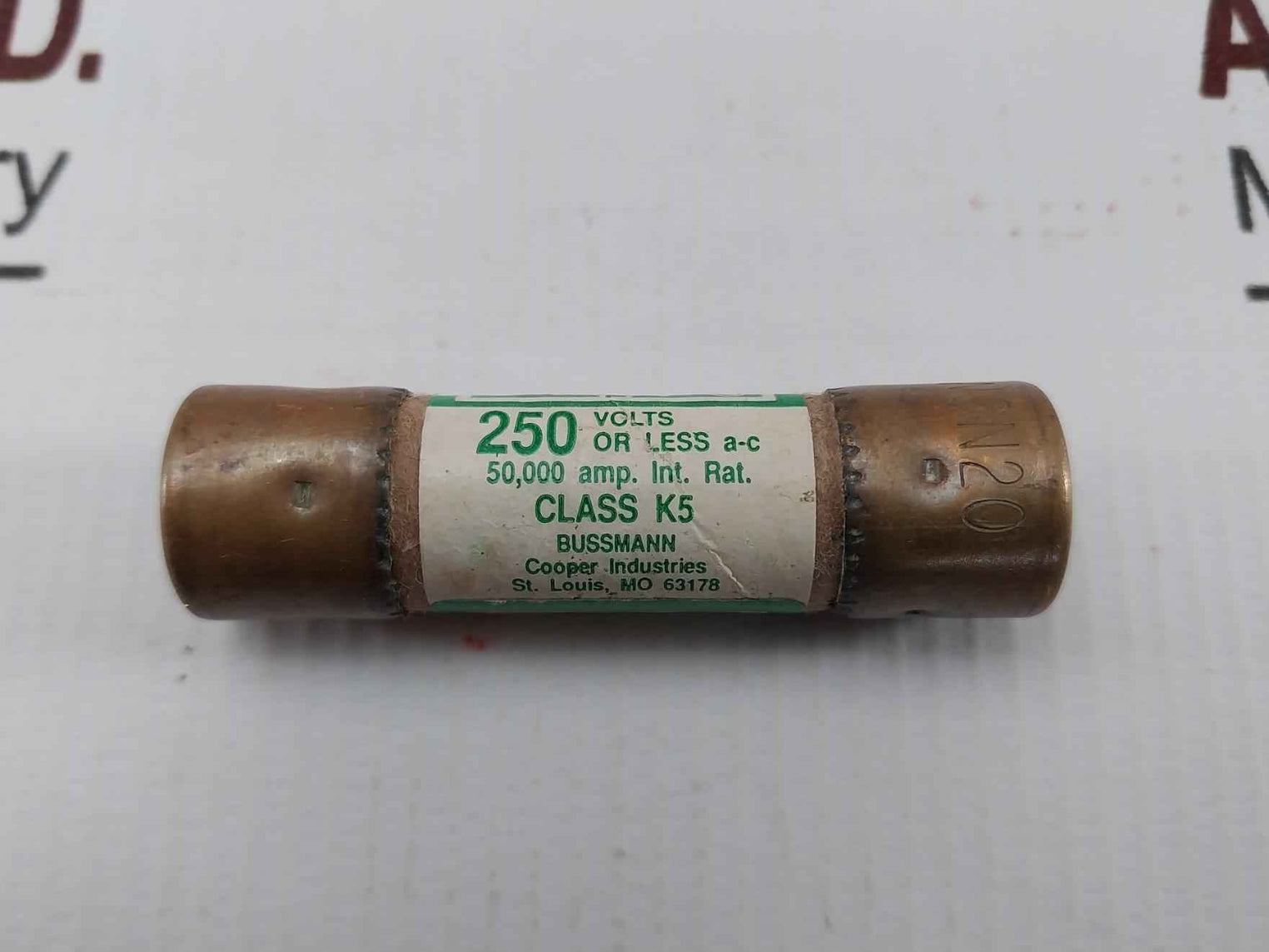 Lot Of 5x Bussmann Non-20 One-time Fuse Dk94-14 250 Volts 50,000 Amp.