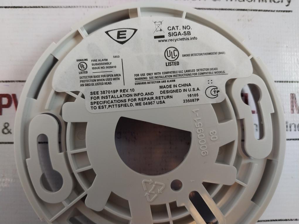 Lot Of 5X Est Siga-sb Smoke Detector Mounting Base 387019P-en