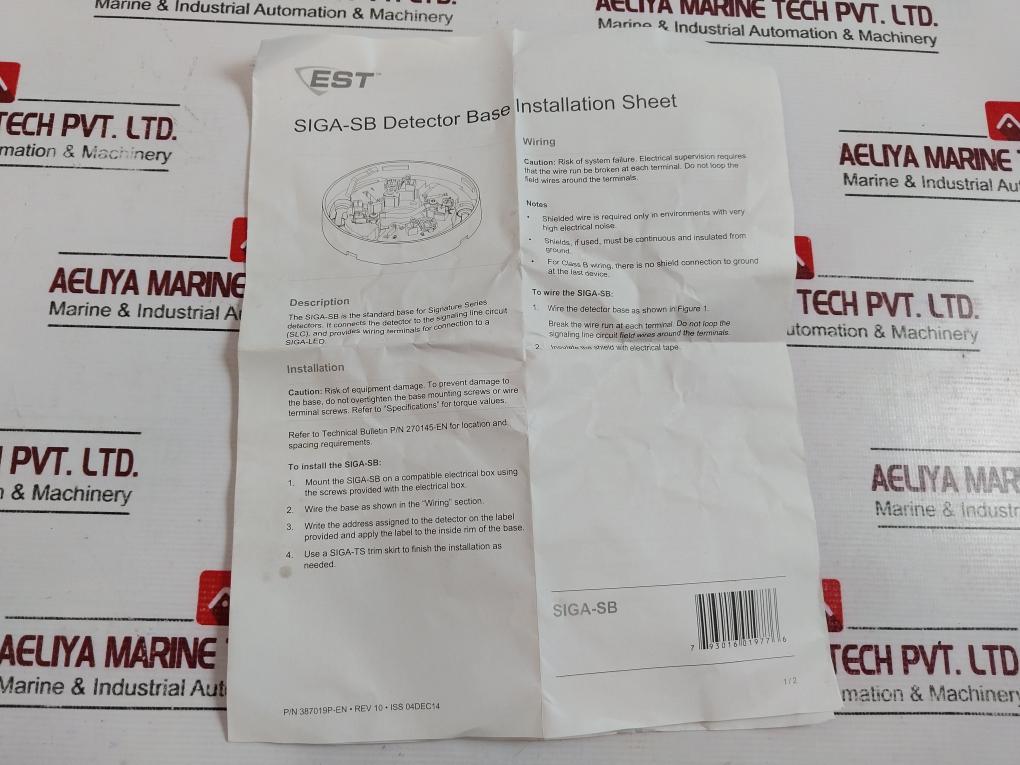 Lot Of 5X Est Siga-sb Smoke Detector Mounting Base 387019P-en