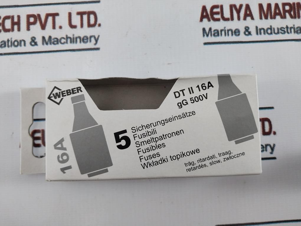 Lot of 5X WEBER DT II 16A GG 16A 500V Slow Blow Fuses 7 611919 017091