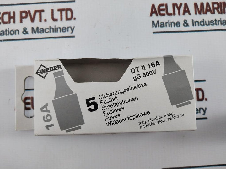 Lot of 5X WEBER DT II 16A GG 16A 500V Slow Blow Fuses 7 611919 017091